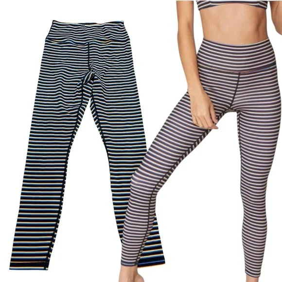 Spiritual Gangster Essential Rainbow Striped High-Waisted Sculpt Leggings XS ** - Picture 1 of 9